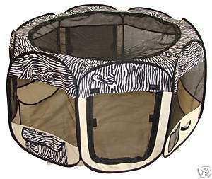 Zebra Pet Tent Exercise Pen Playpen Dog Cat Soft Crate  