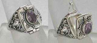 Bali Sterling Silver Poison Ring Amethyst Gemstone Size 5   9.5  