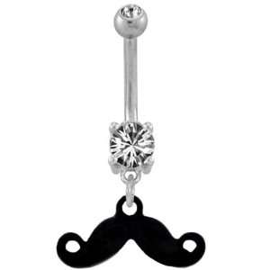  316L Implant Grade Surgical Steel Mini Mustache Belly Ring 