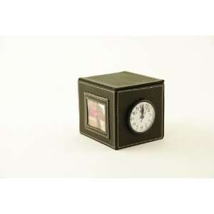  5 inch Square Decorative Storage Faux Leather Clock 