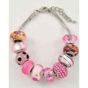  Pandora Style Bracelet ~ Murano Glass Beads in Beautiful 