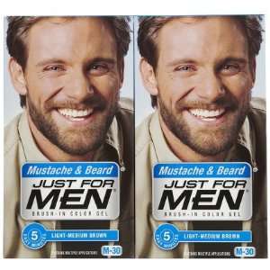 Just For Men Brush In Color Mustache & Beard, Light/Medium Brown, 2 ct 
