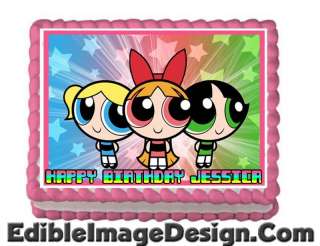 POWERPUFF GIRLS BIRTHDAY Edible Party Cake Image Cupcake Topper Favor 