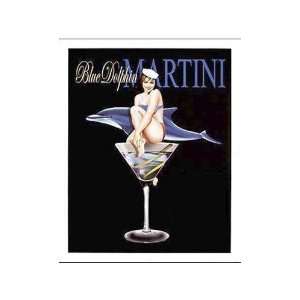  Blue Dolphin Martini Poster Print