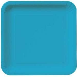  Turquoise Square Paper Plates, 7 inch Deep Dish 18 Per 