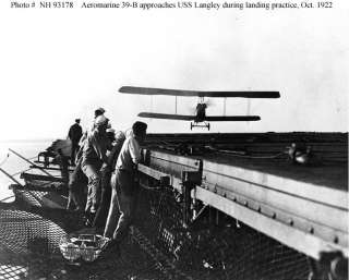 USS LANGLEY CV1 AEROMARINE 39 B LANDING 1922 PHOTO  