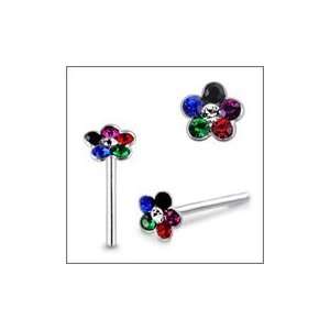    Dark Gem Flower Straight Nose Pin Piercing Jewelry Jewelry
