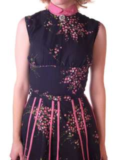 Vintage Cotton Print Dress Black/Pink 1950S 36 26 Free Cool Pink Skirt 