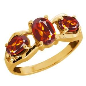   50 Ct Oval Orange Red Madeira Citrine Gold Plated Sterling Silver Ring