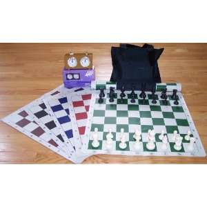   Chess Set with 2 extra Queens, Vinyl Board, Bag and Mechanical Chess