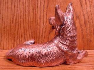 Copper GERMAN SHEPHERD DOG LYING DOWN Figurine Statue  