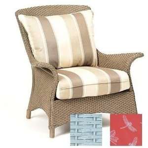   White Lounge Chair With Dragonfly Coral Fabric Patio, Lawn & Garden