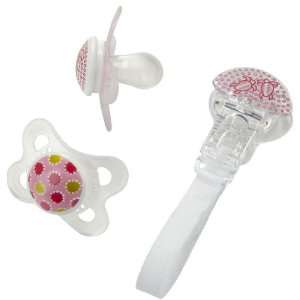  Mama Pearl Pacifiers + clip 2+ months silicone   girl 