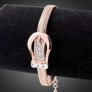 Swarovski Crystal Rose Gold GP Buckle Chain Bracelet  