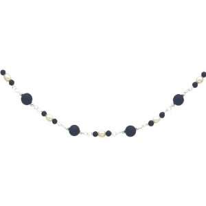  Sterling Silver Imitation Pearl & Onyx Bead Bracelet 7 Jewelry