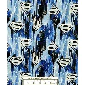  Superman in Pentagons Dark Blue Fabric Arts, Crafts 