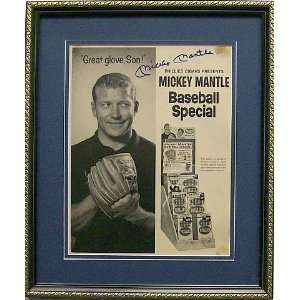 Mickey Mantle Autographed Phillies Cigar Advertisement   Framed   New 