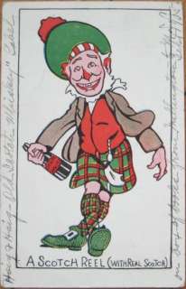 1905 Postcard Man in Scotch Kilt with Whiskey  