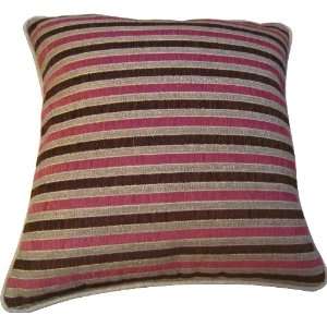 Stylish Striped Burgundy Beige Chenille Decorative Accent Throw Pillow 