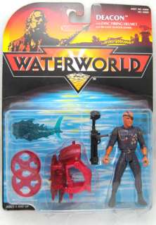 WATERWORLD Deacon Figure w/ Disc Firing Helmet & Shark  