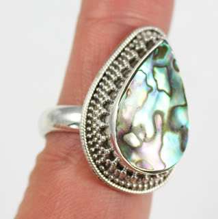Big 925 Sterling Silver,Pava Shell Ring jewellery, UK~Q  