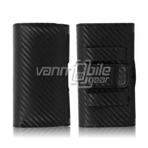 BLACK CARBON FIBER LEATHER CASE + LCD SCREEN PROTECTOR + CAR CHARGER 