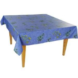   Olives Blue Coated Cotton Tablecloths 63x78 Rectangle