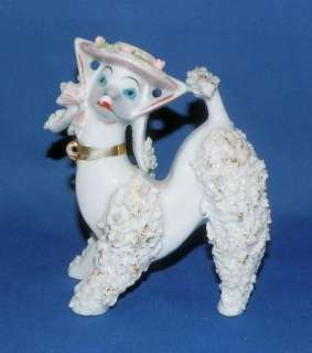 Vintage Blue Spaghetti Mama Poodle Figurine  