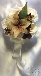 50 pcs Large Package Wedding Bridal Bouquet IVORY BROWN  