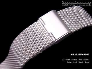 22/22mm Polish Stainless Steel Wire Mesh Band Bracelet  