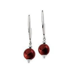   Fabulous Dyed Red Coral Bead Earrings set in Sterling Silver Jewelry