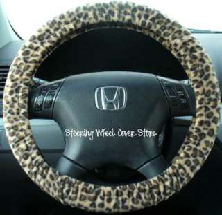Car Truck Universal Grip Steering Wheel Cover Soft Cheetah Cat Animal 