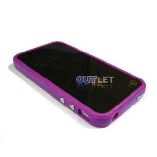 Purple Aluminium Sticker Skin Cover+Bumper Case+Screen Protector For 