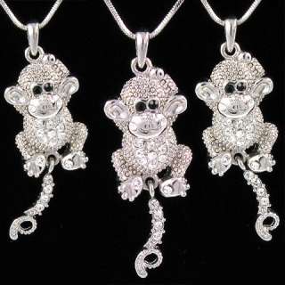 Title Monkey Animal Swarovski Designer Necklace Chain Pendant