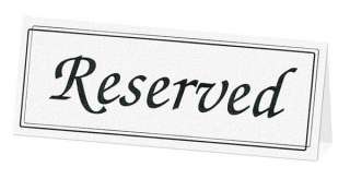 Black White RESERVED Signs Wedding Reception Tables  