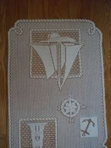 LIGHTHOUSE BOAT ANCHOR CREME TABLE RUNNER LACE LBCTR24  