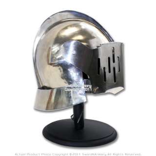 Medieval Knight Close Helmet with Helmet Liner W/ Stand  