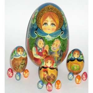 Russian fairy tail nesting egg/doll Kurochka/Chiken Ryaba * Babushka 