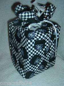 RACE CHECK TIRE FABRIC TISSUE BOX COVER OR GIFT BAG  