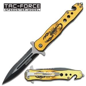  Scorpion Stiletto Style Spring Assisted Knife   Yellow 