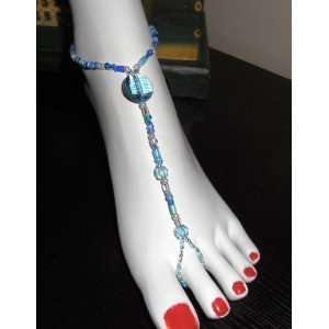 Barefoot Sandals Blue Crystal Foot Jewelry