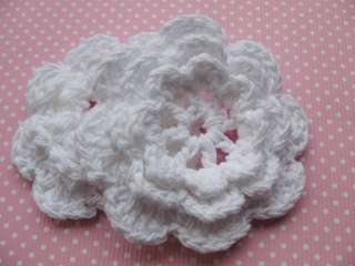 10 Large Crochet Cotton Flower 2 1/2 Trim  White  