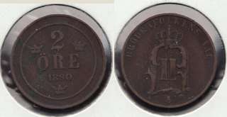 1890 Sweden 2 Ore Coin ~ Brodrafolkens Val  