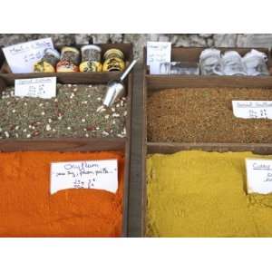  Spices on a Stall in a Street Market on the French Riviera 