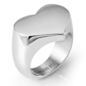  Chuvora 316L Stainless Steel High Polish Heart Signet Ring 