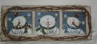 Holiday Christmas Snowman Wood Plaque Wall Hanging  