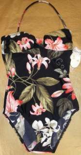 NWT Tommy Bahama Black Passion Bandeau Cup Swimsuit one piece monokini 