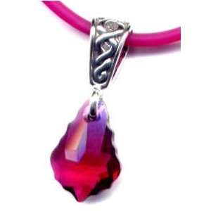   Fuschia Necklace Sterling Silver Swarovski Crystal Jewelry Gift Boxed
