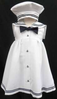   Toddler Sailor Easter Formal Party Dress Outfits 2T 3T 4T White  