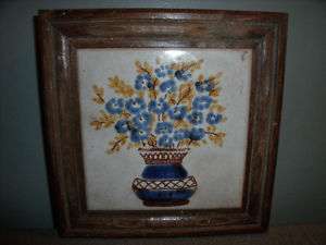 VINTAGE S. MARCO ITALIAN CERAMIC TILE W WOOD STAND  